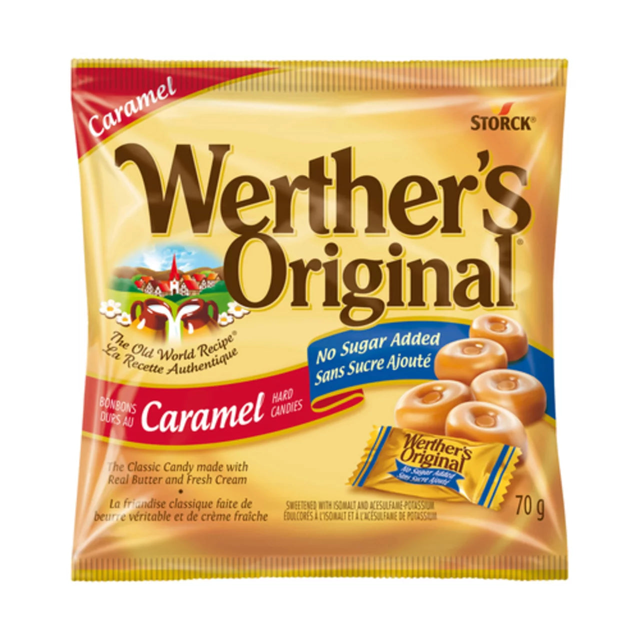 WERTHER'S ORIGINAL - Caramel Hard Candy- No Sugar Added (12 x 70 gr)