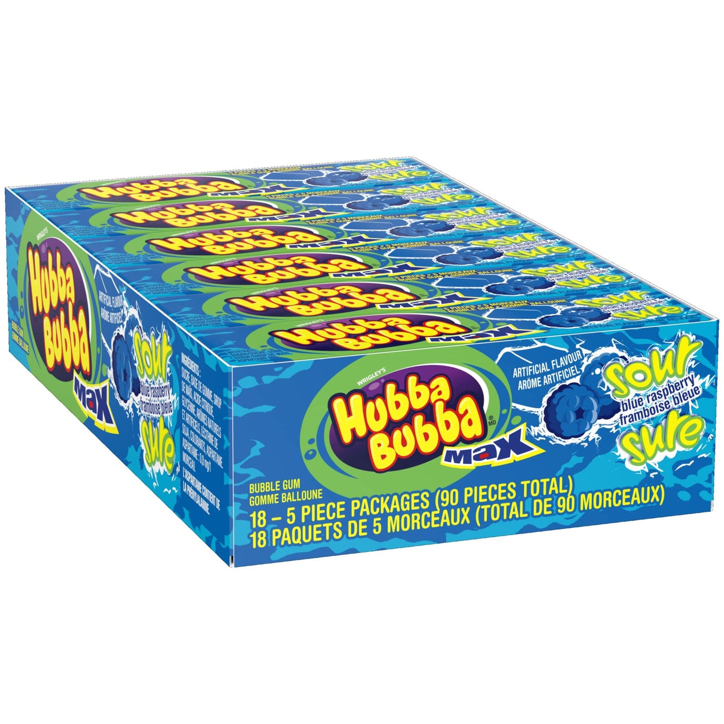 WRIGLEY'S - Hubba Bubba Max Sour Blue Raspberry (18 ct)