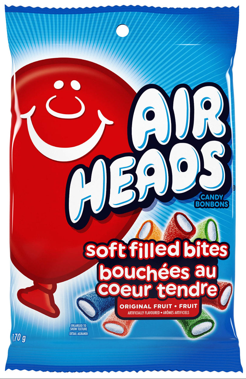 AIRHEADS Soft Filled Bites Peg Bag 170g (Case of 12)