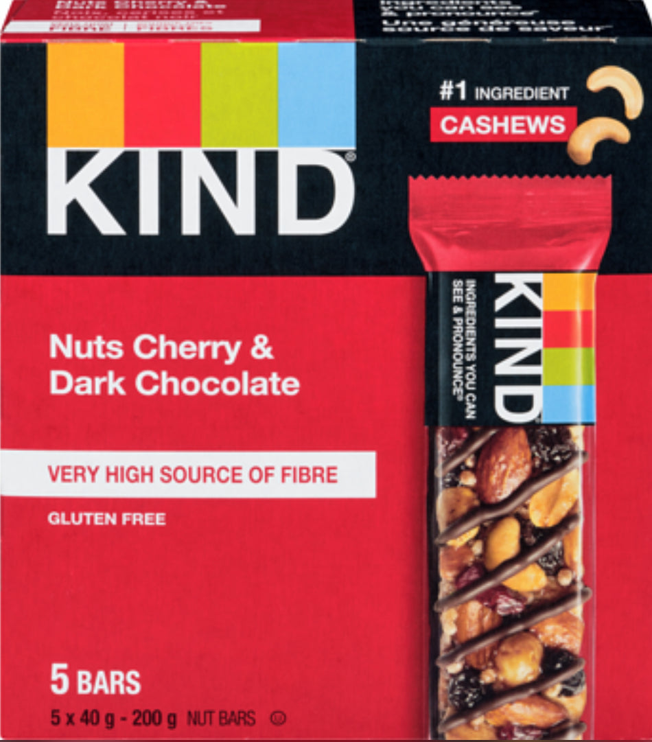 KIND BAR - Dark Chocolate & Nuts Cherry Bars (5 x 40 gr)