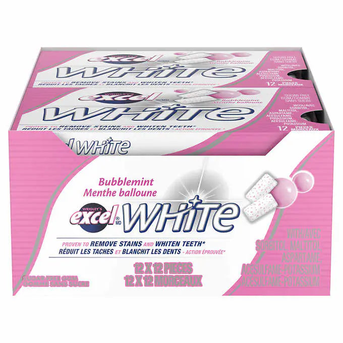 EXCEL - White Bubblemint Gum (8 x 34 gr)