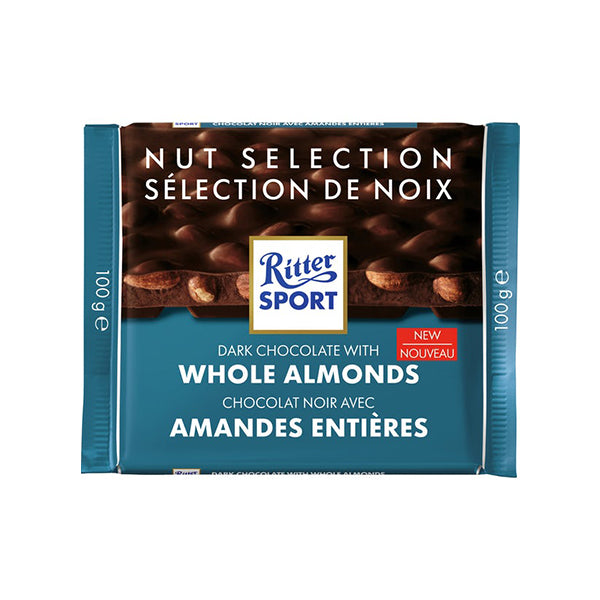 RITTER - Dark Chocolate With Whole Almonds (100 gr)