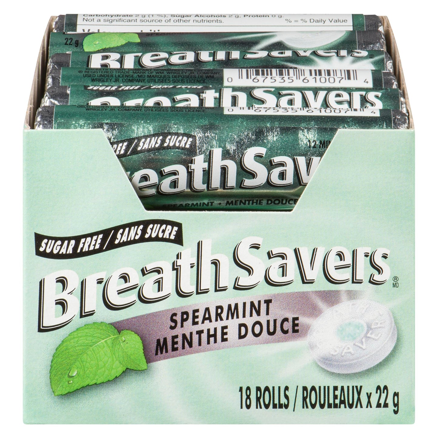 BREATH SAVERS - Spearmeint Sugar Free (18 x 22 gr)