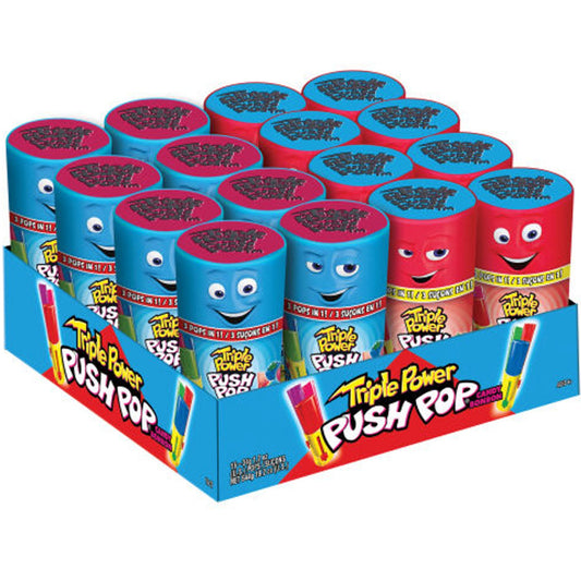 BAZOOKA - PUSH POP Triple Power Fruit (34 gr - 16 ct)