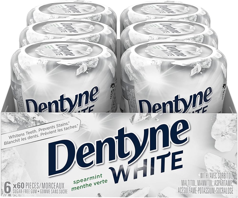 DENTYNE WHITE Spearmint Gum Tubs (6 ct)