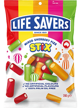 LIFESAVERS - Mixed Sherbert Fizz Stix 160g - Case of 12